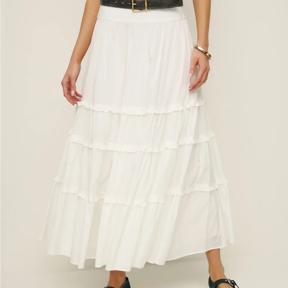 Reformation White Tiered Maxi Skirt - Picture 3 of 5